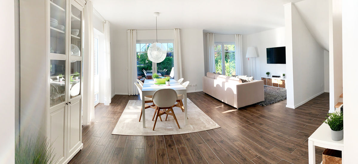 Offener Wohnbereich Ferienhaus Endje van de Welt Ditzum